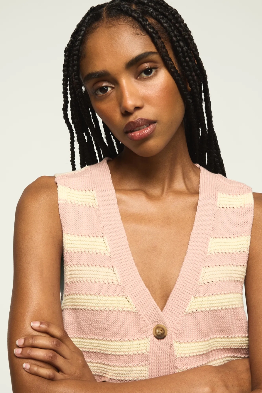 STRIPED SWEATER VEST — Rose Smoke — image 2
