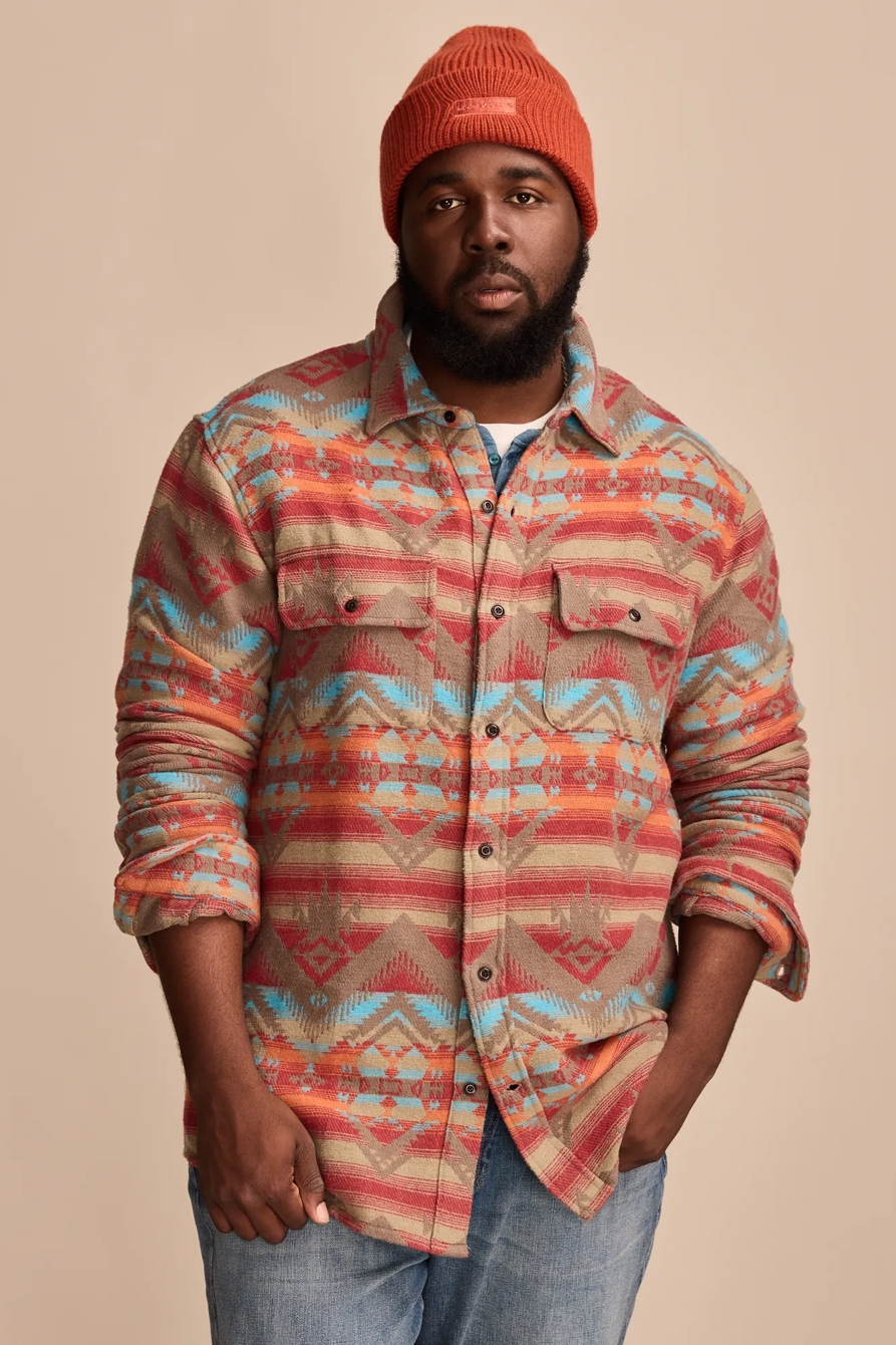 BIG & TALL SOUTHWESTERN JACQUARD HUMBOLDT LONG SLEEVE SHIRT — ORANGE MULTI — image 1