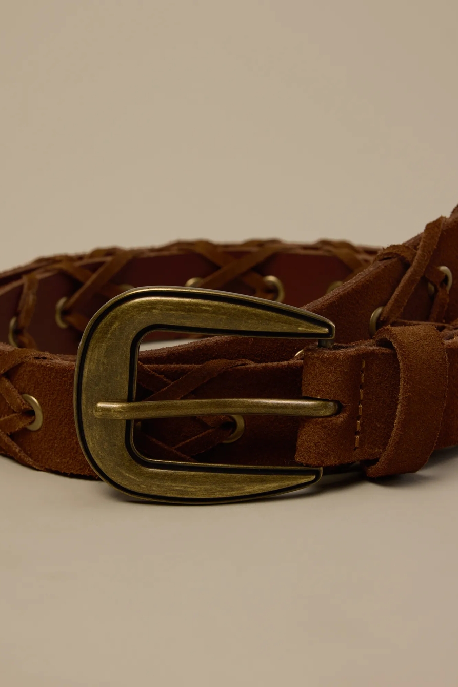 SUEDE LACED BELT — BROWN — image 3