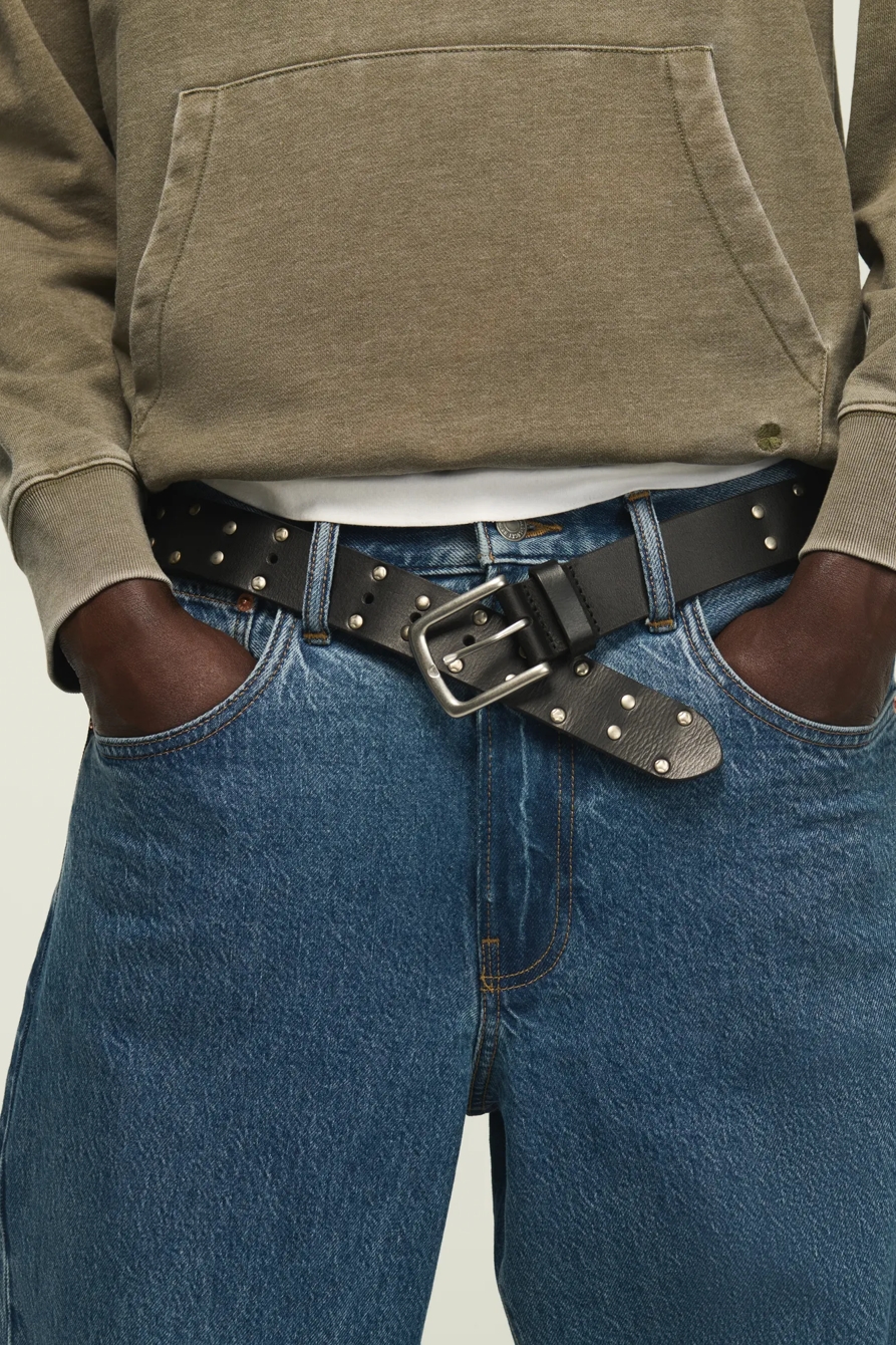 Leather Studd Belt — BLACK — image 4