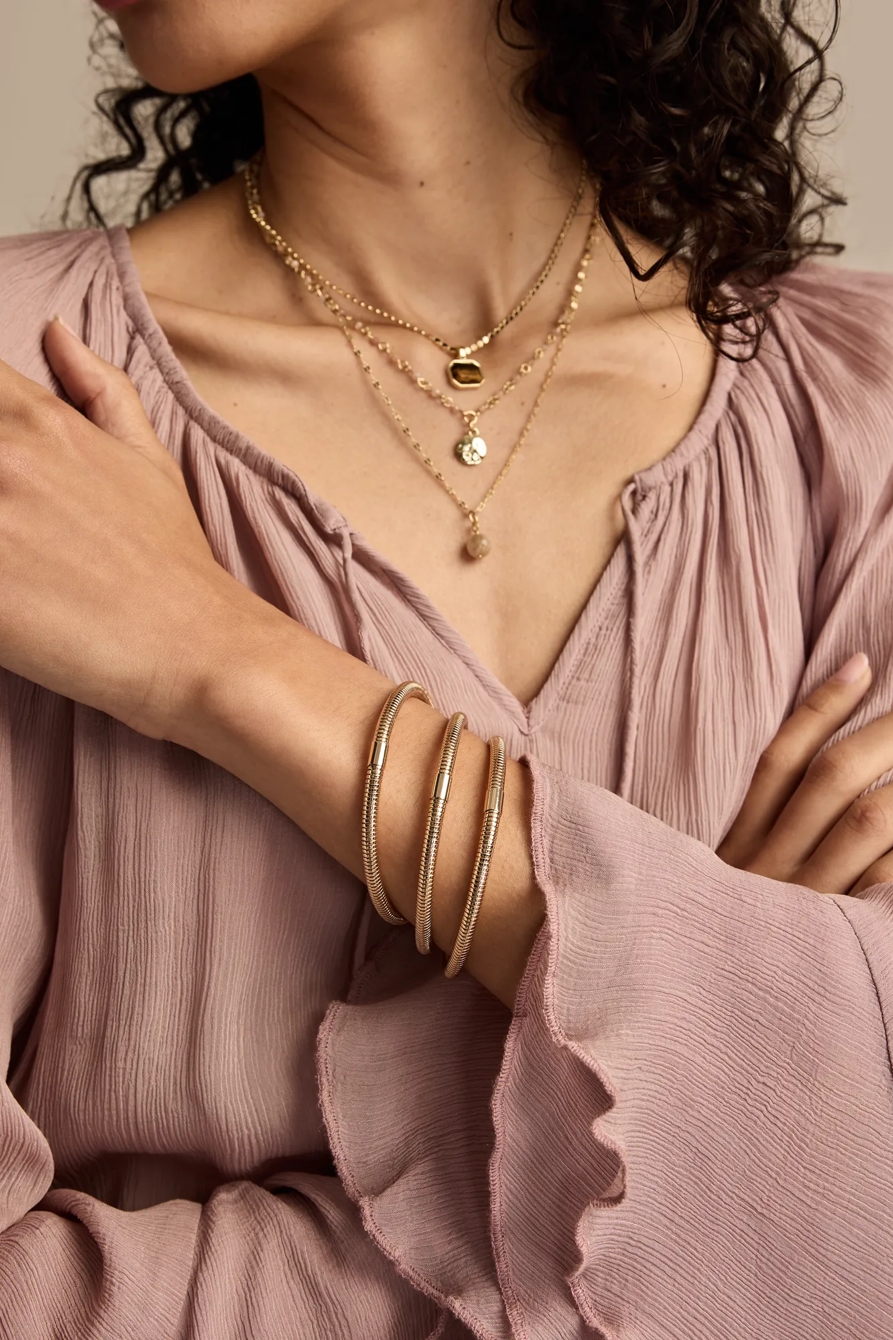 COILED BRACELET SET — GOLD — image 1