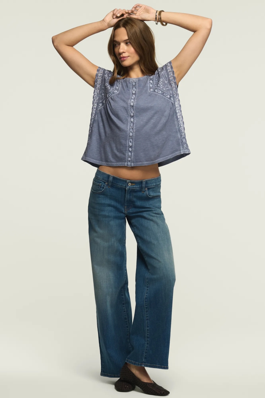 EMBROIDERED BOXY KNIT TOP — FLINT STONE — image 5