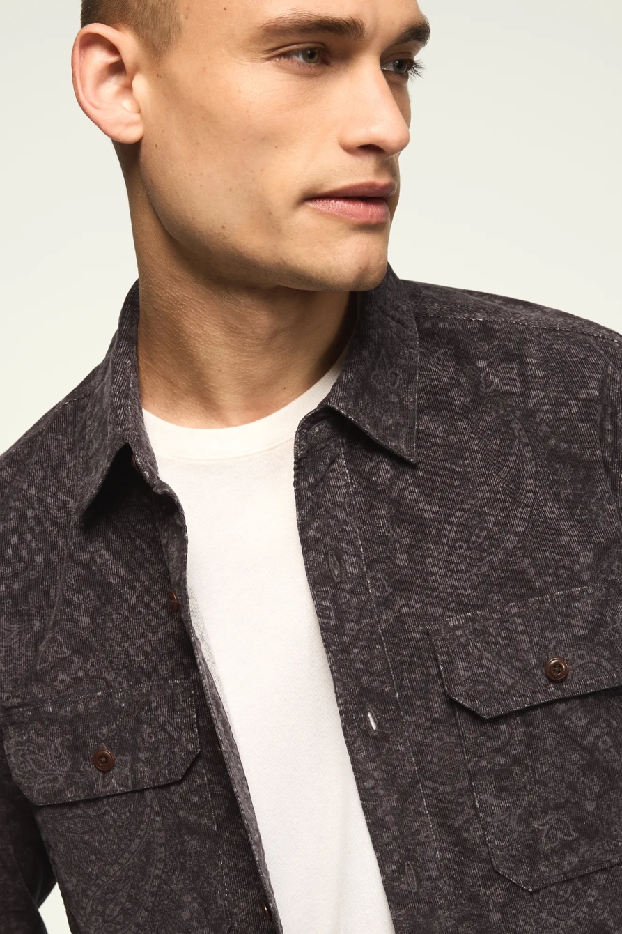 PRINT CORDUROY LONG SLEEVE WORKSHIRT — BLACK PRINT — image 2