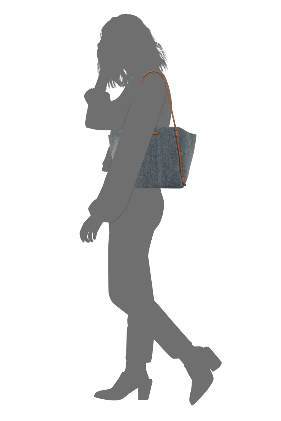 EZRI DENIM TOTE — OPEN BLUE/TURQUOISE — image 4