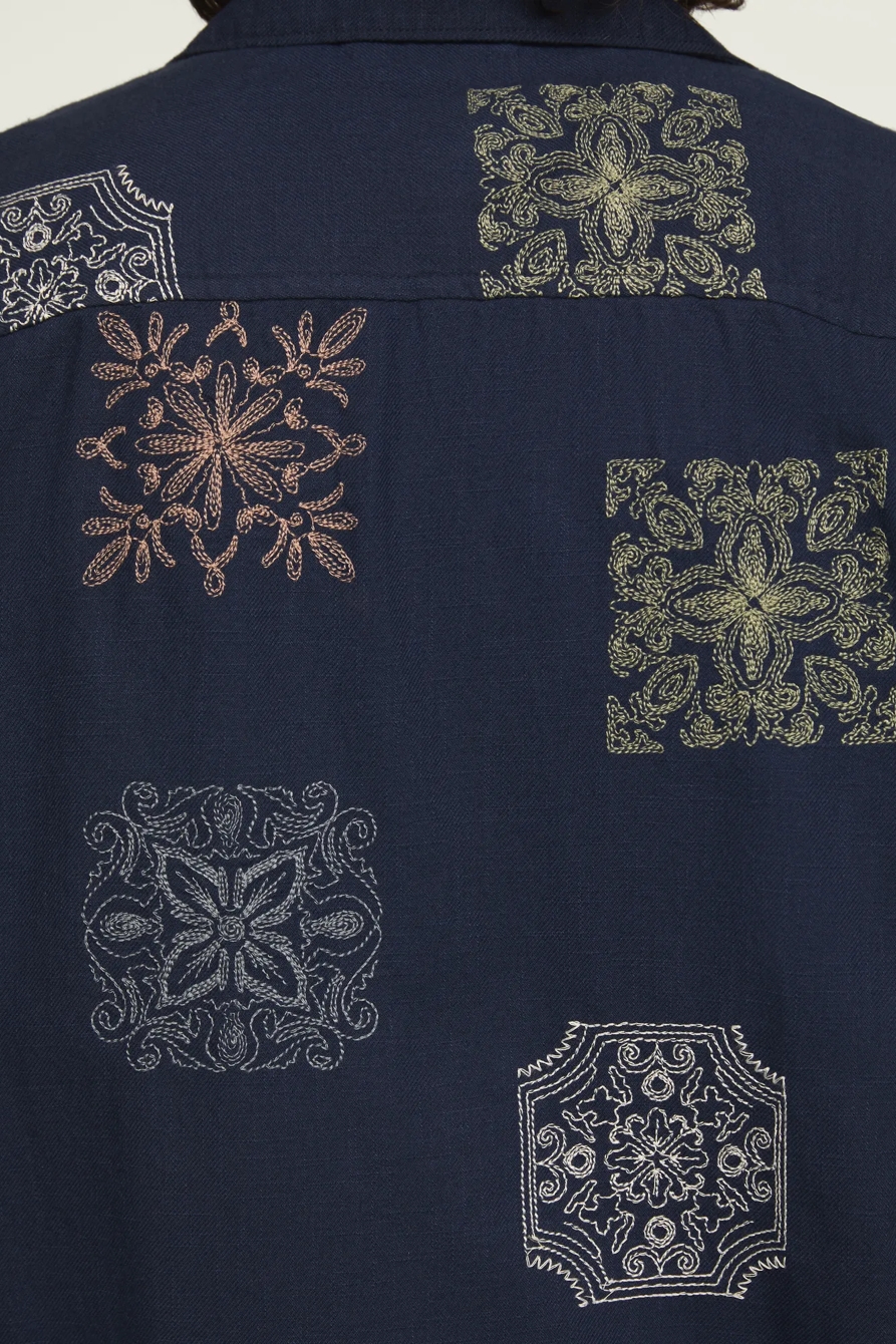 NOVELTY CAMP COLLAR SHIRT — BLUE MULTI — image 4