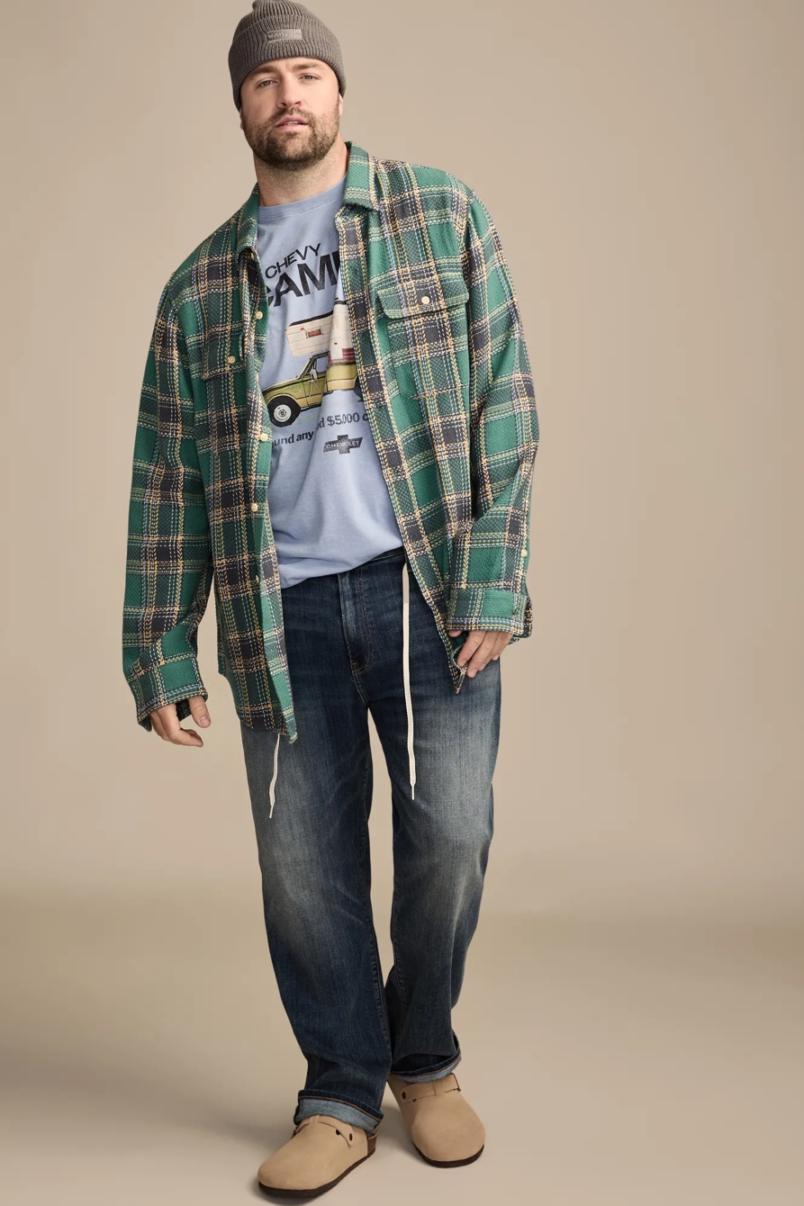 BIG & TALL HERRINGBONE HUMBOLDT UTILITY SHIRT — GREEN PLAID — image 5
