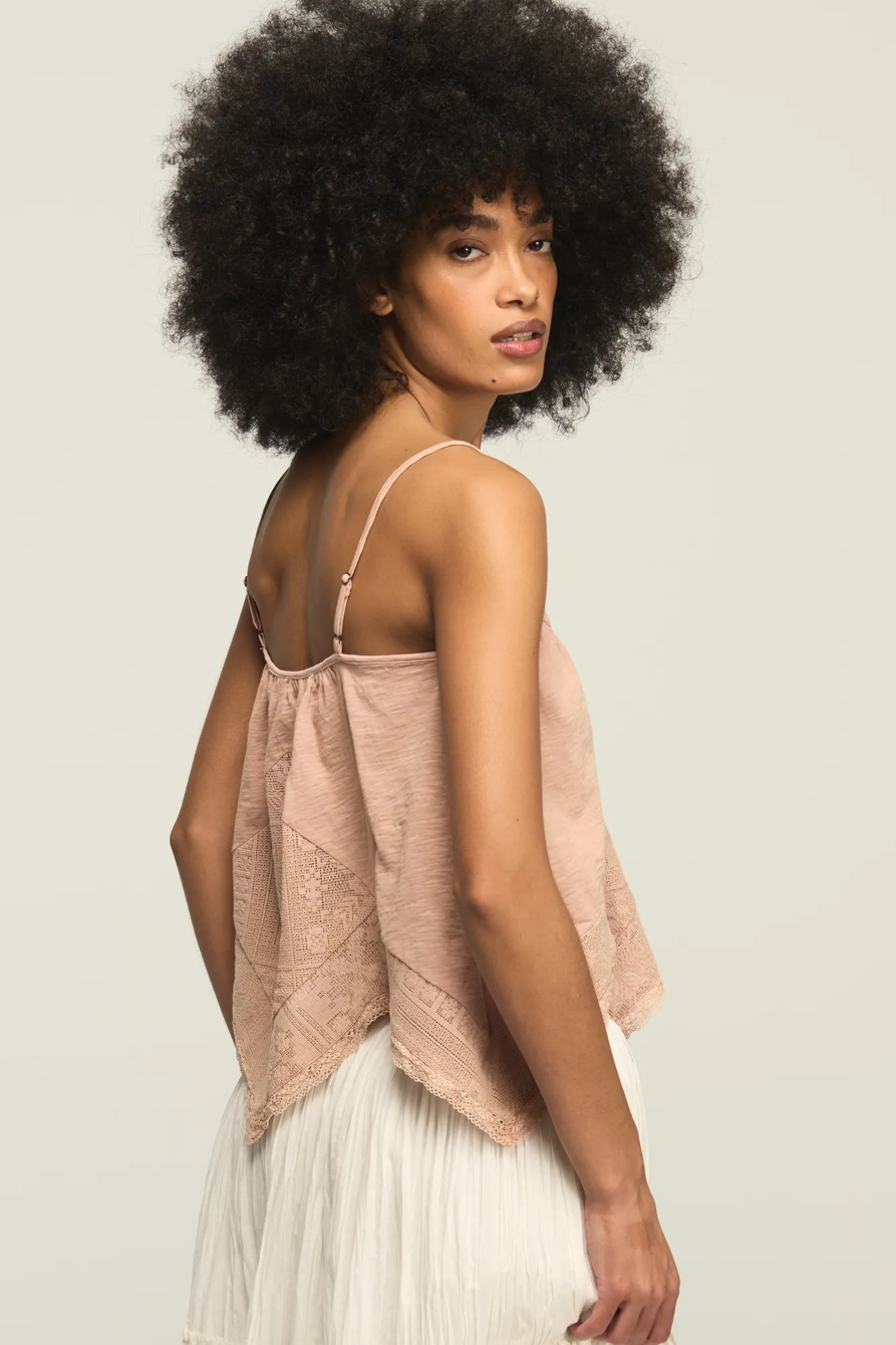 CROCHET TRIM HANDKERCHIEF TANK — MAHOGANY ROSE — image 4