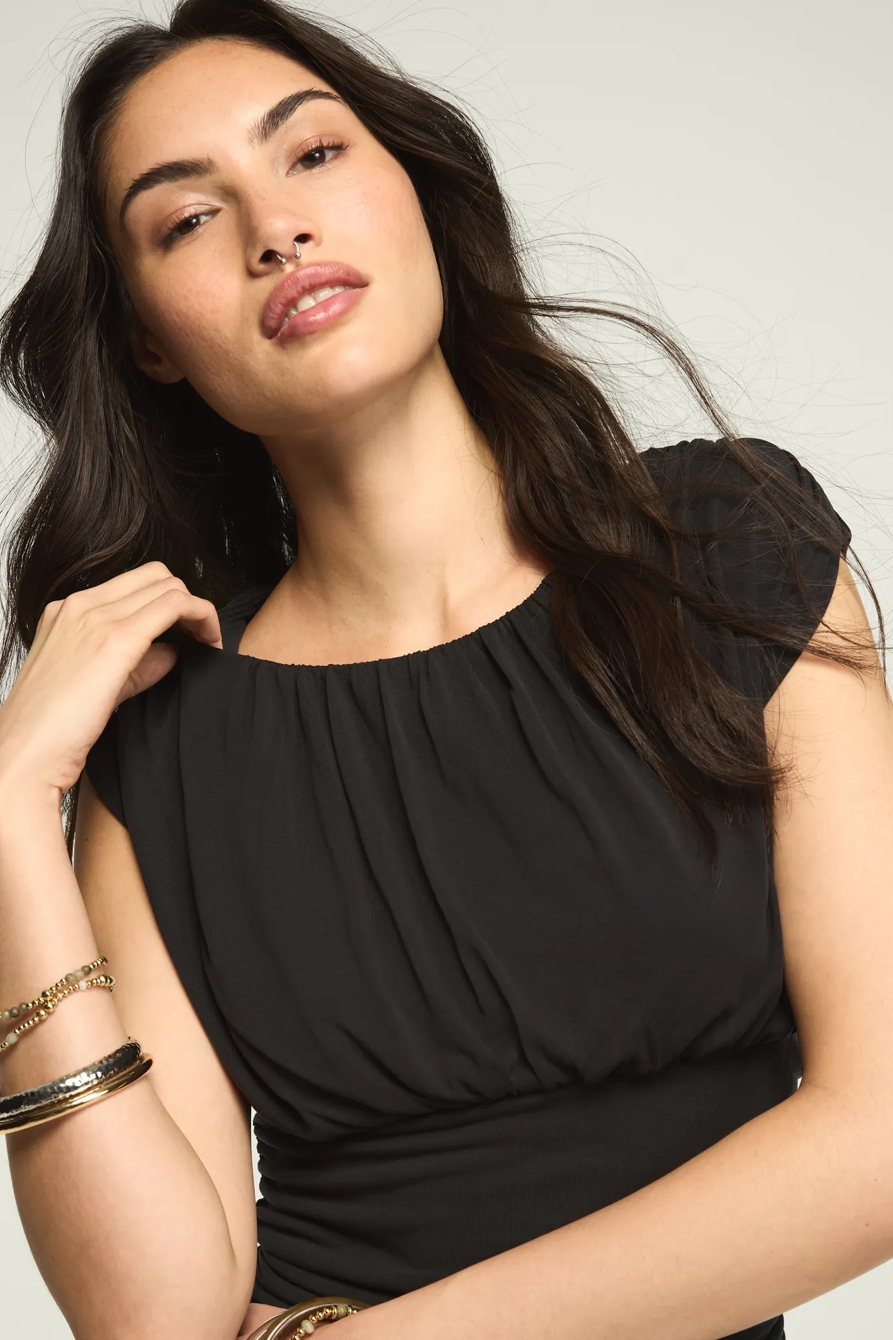 SANDWASH BANDED WAIST TEE — JET BLACK — image 5