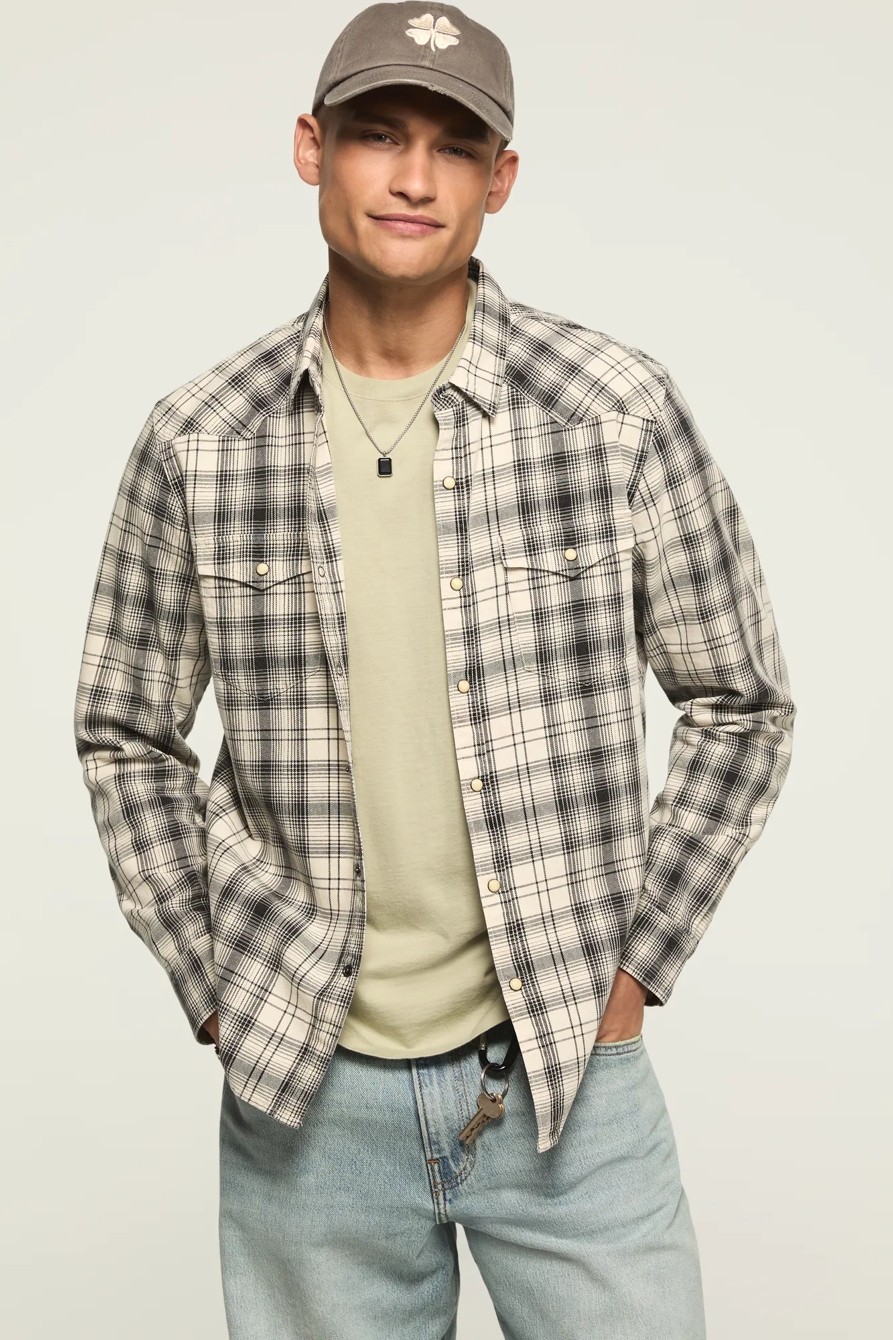 SULFUR TWILL LONG SLEEVE WESTERN SHIRT — CREAM MULTI — image 2