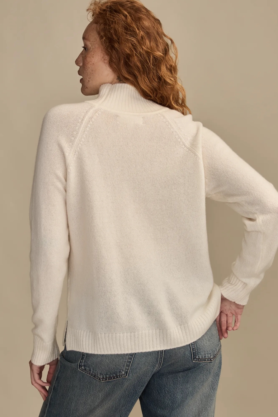 CASHMERE MOCK NECK SWEATER — ICE WHITE — image 3