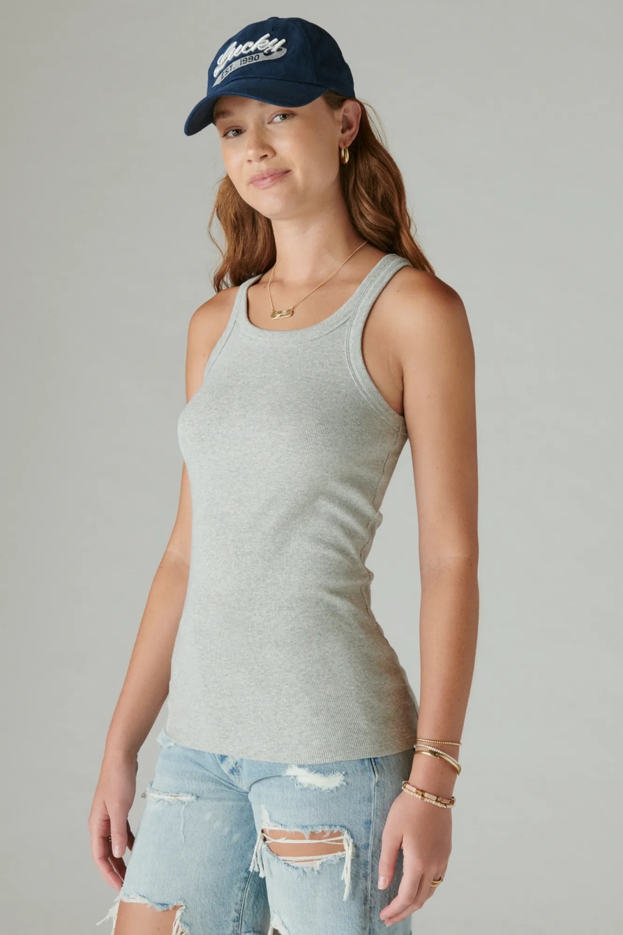RIBBED ESSENTIAL TANK — LIGHT HEATHER GREY (B03) — image 2