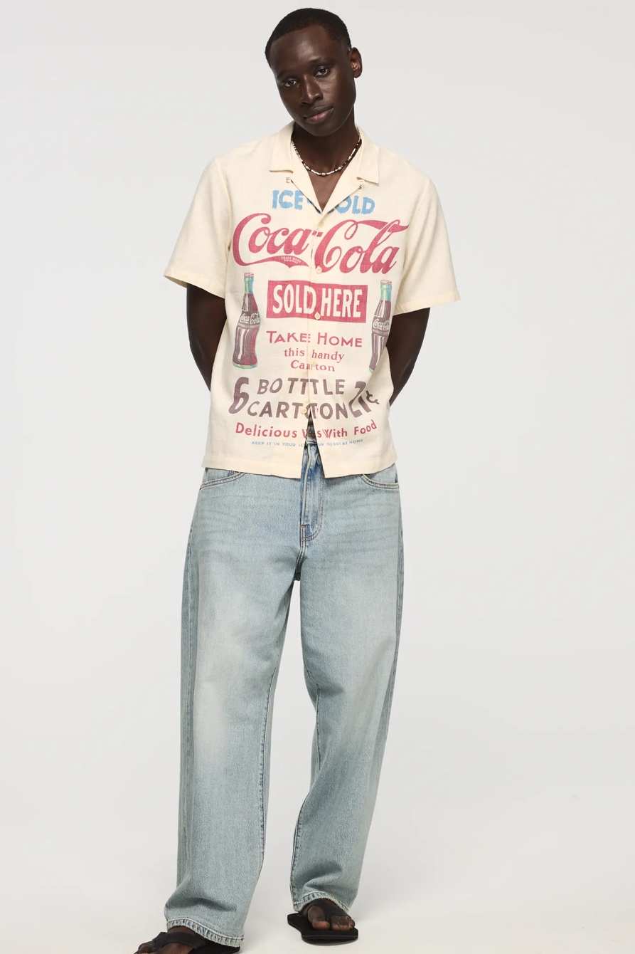 SHORT SLEEVE COCA COLA PRINTED SHIRT — NATURAL MULTI — image 5