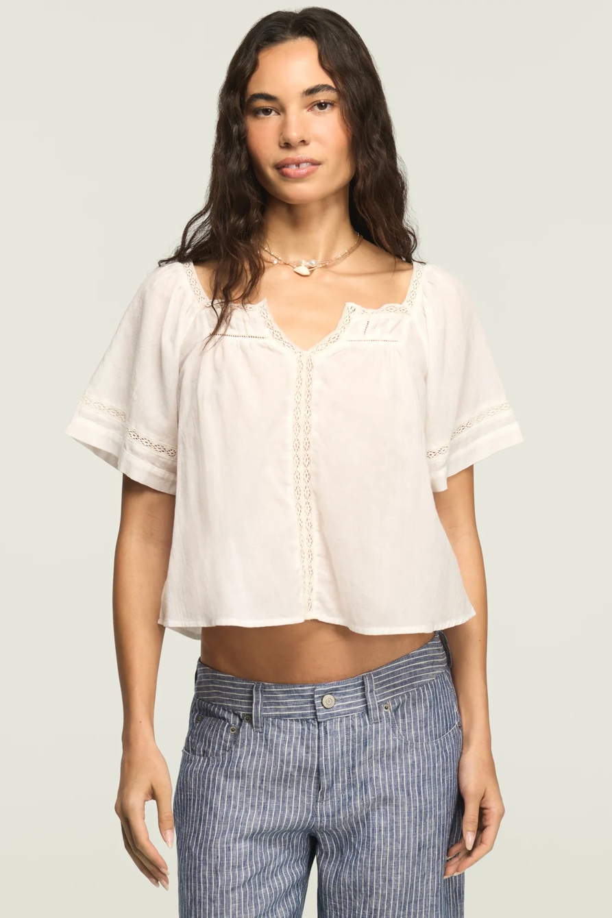 LACE TIE BACK TOP — BRIGHT WHITE — image 2