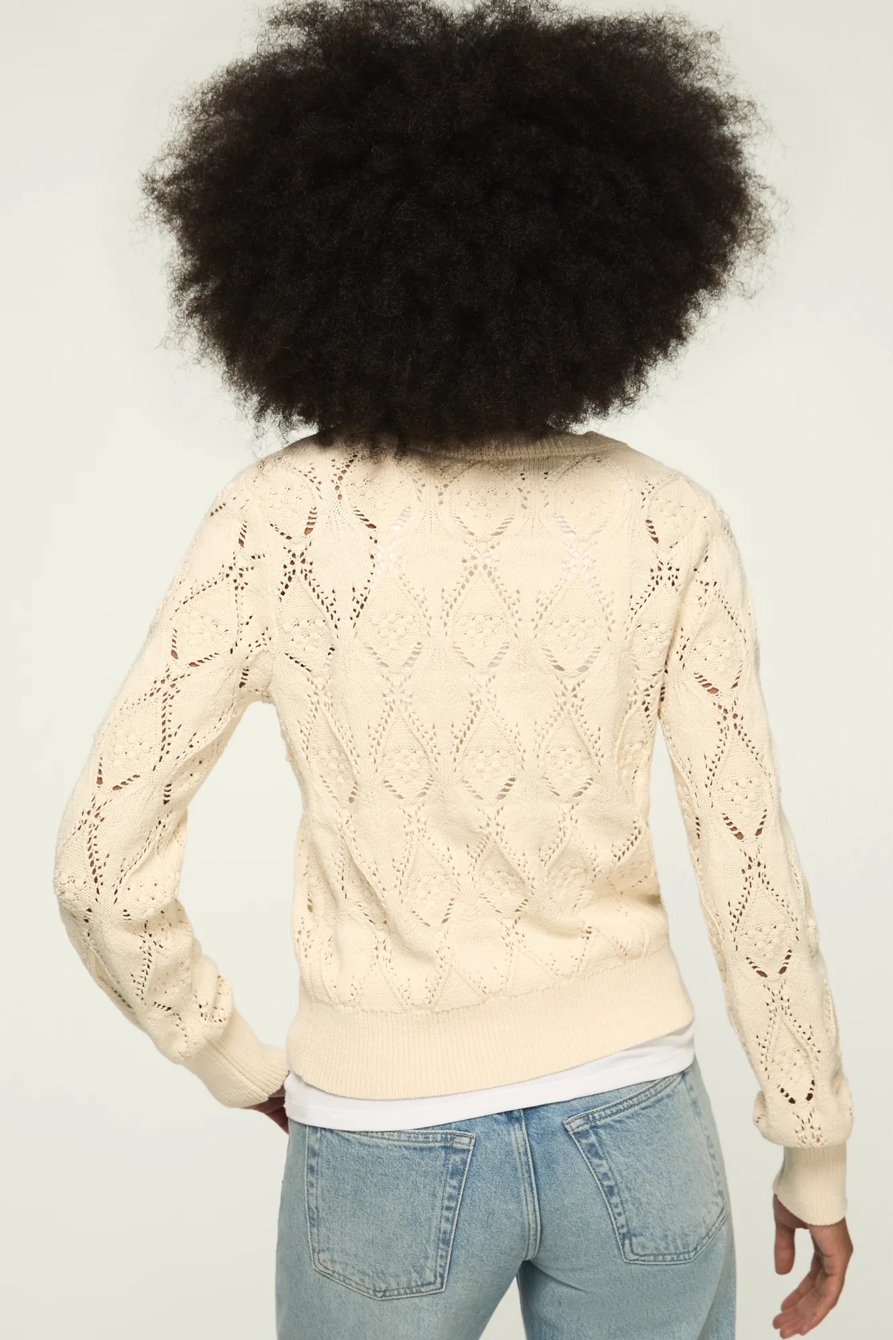 LACE CREW NECK SWEATER — TOFU — image 3
