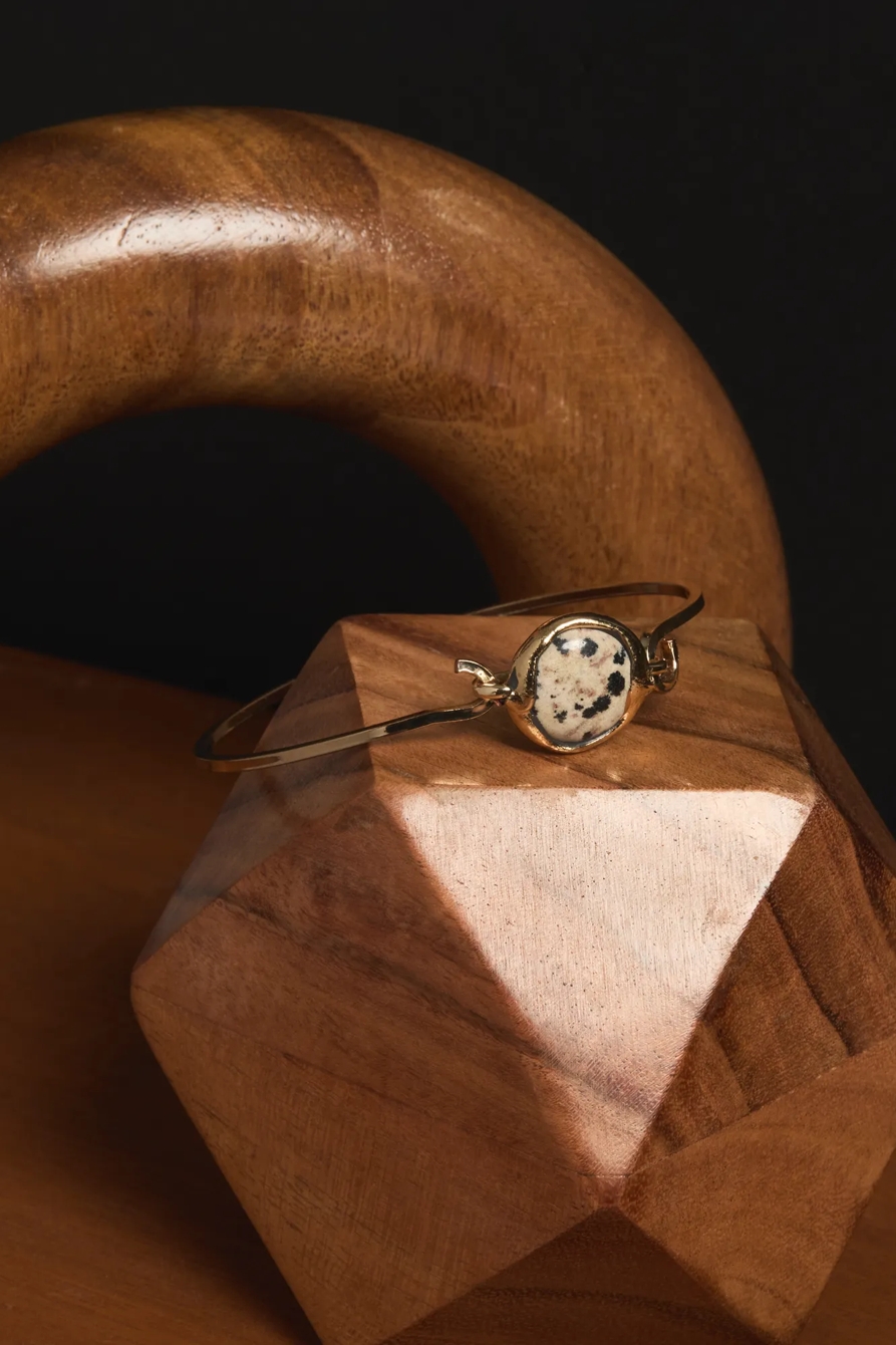 DALMATION STONE CUFF BRACELET — GOLD — image 2