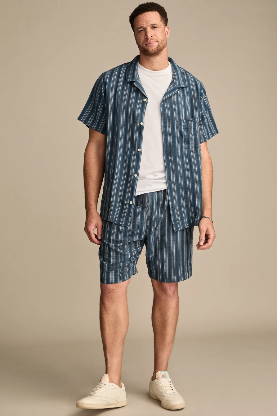 BIG & TALL 7 INCH STRIPED PULL ON SHORT — BLUE STRIPE — image 1