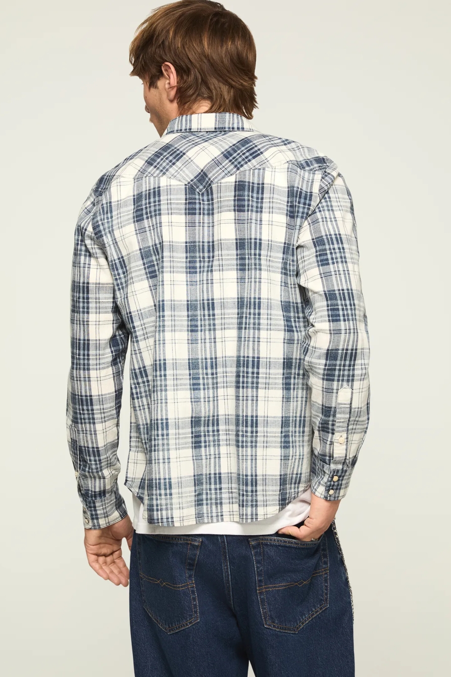 INDIGO TWILL LONG SLEEVE WESTERN SHIRT — INDIGO MULTI — image 3