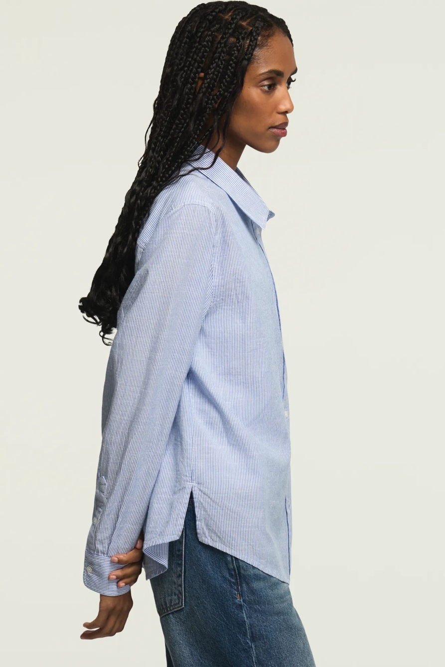 THE BOYFRIEND BUTTON-DOWN SHIRT — BLUE STRIPE — image 4