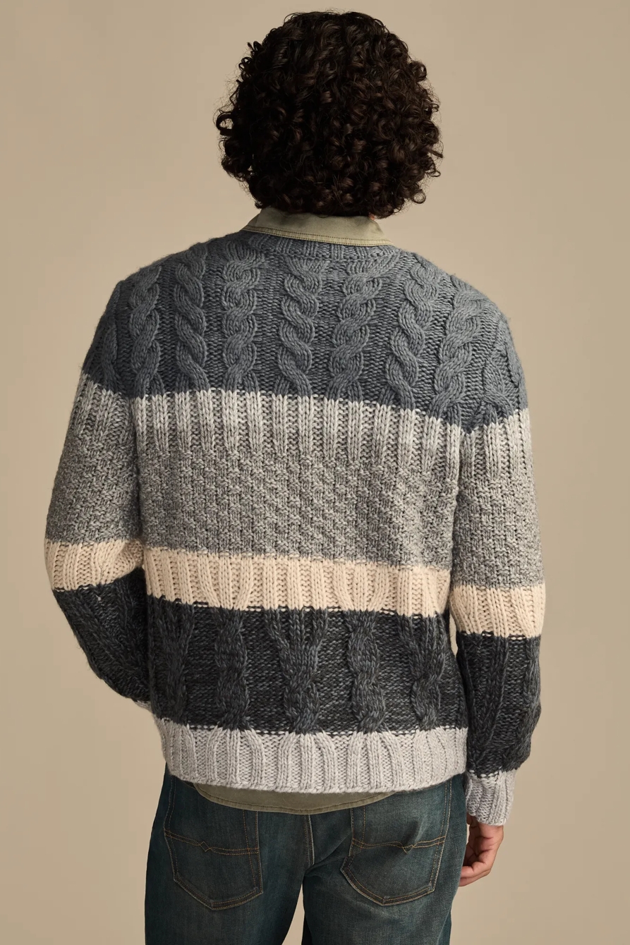 CABLE STRIPE CREW NECK — TURBULENCE — image 3
