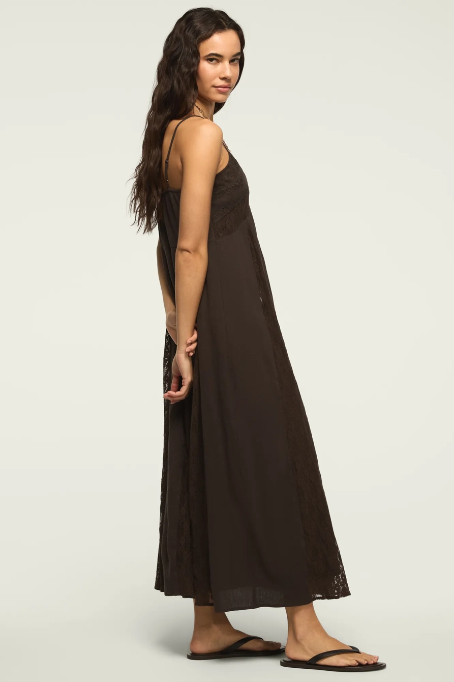 FESTIVAL EMBROIDERED LACE GODET MIDI — RAVEN — image 4