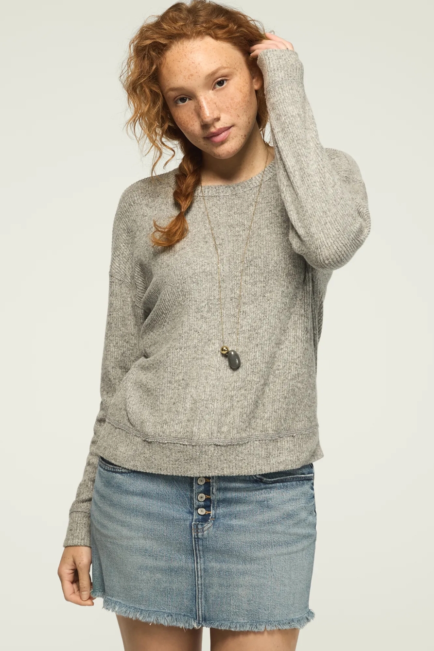 CLOUD SOFT CREW NECK POPOVER — MEDIUM HEATHER GRAY — image 1