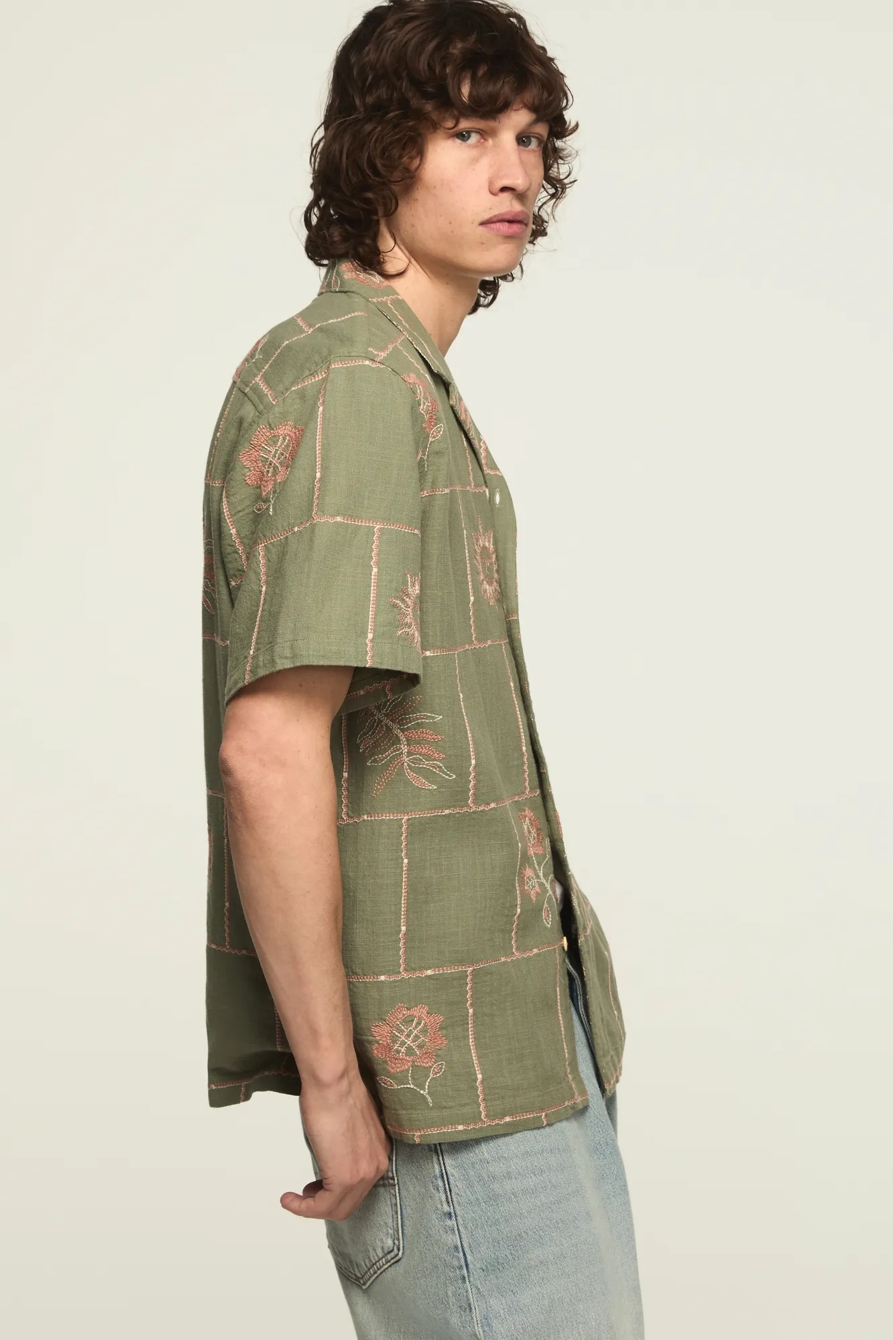 NOVELTY CAMP COLLAR SHIRT — OLIVE MULTI — image 4