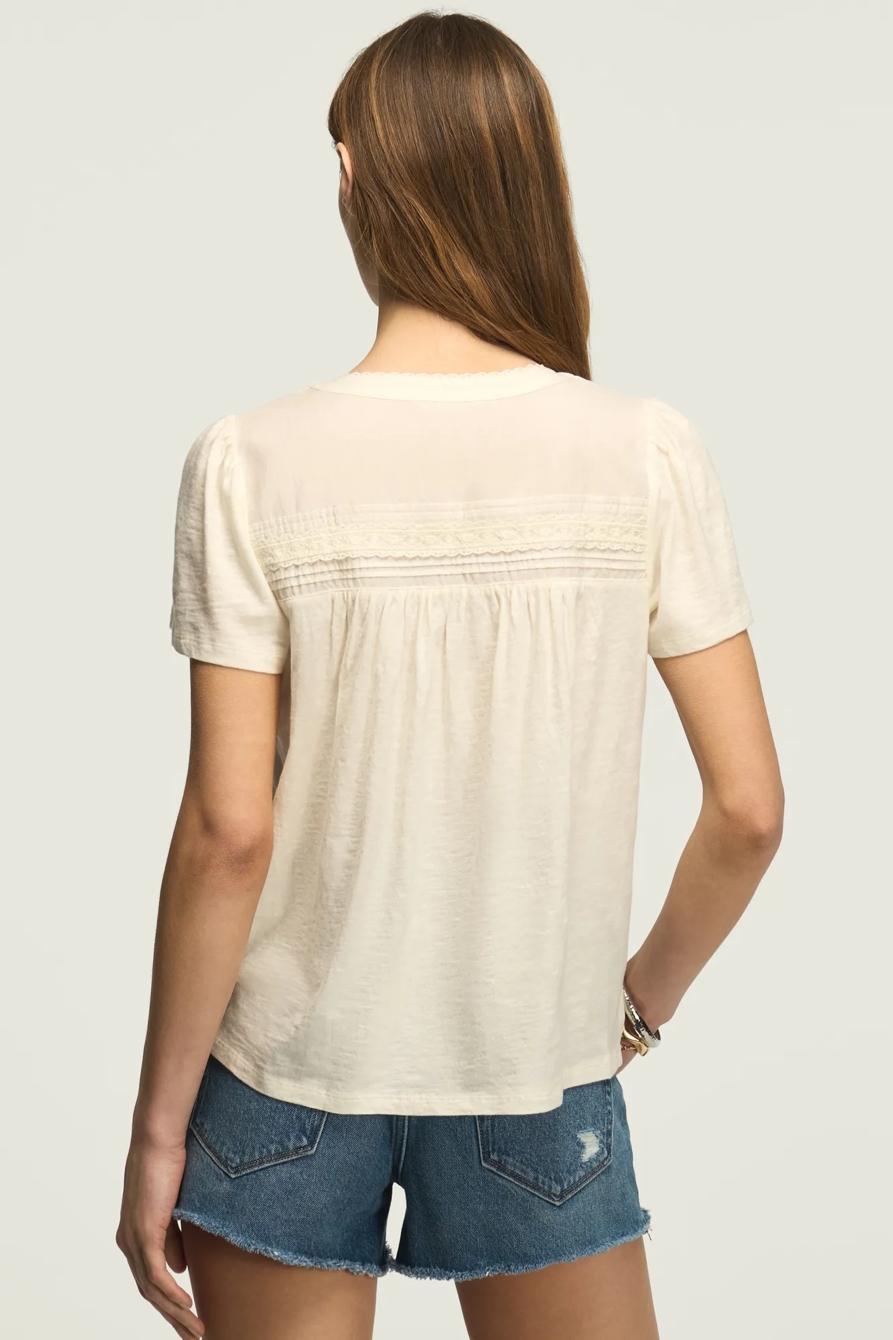 LACE PINTUCK NOTCH TOP — WHISPER WHITE — image 3