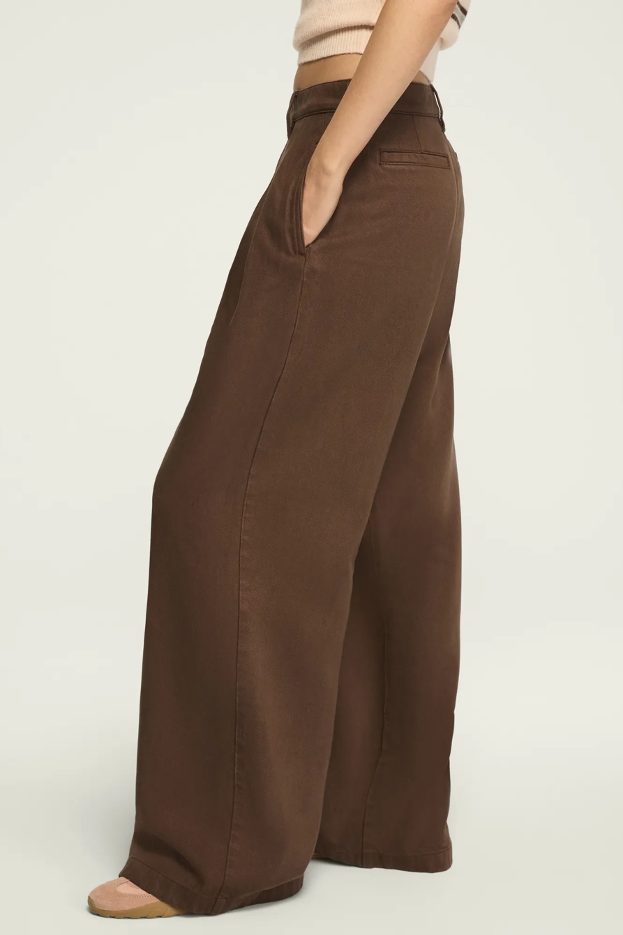 DOUBLE PLEATED TROUSER — CAFE WASH — image 1