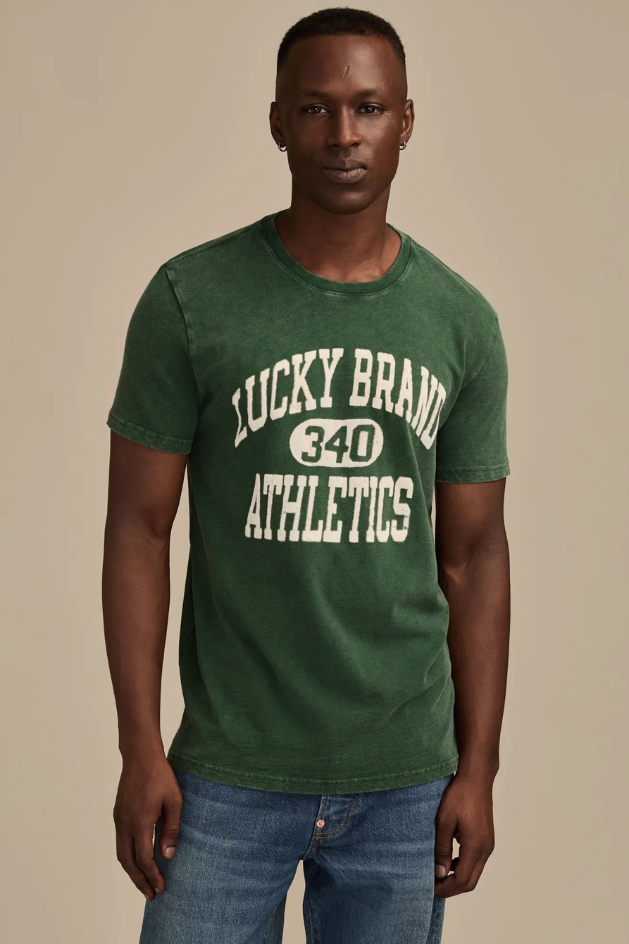 LUCKY ATHLETICS TEE — DARK GREEN — image 1