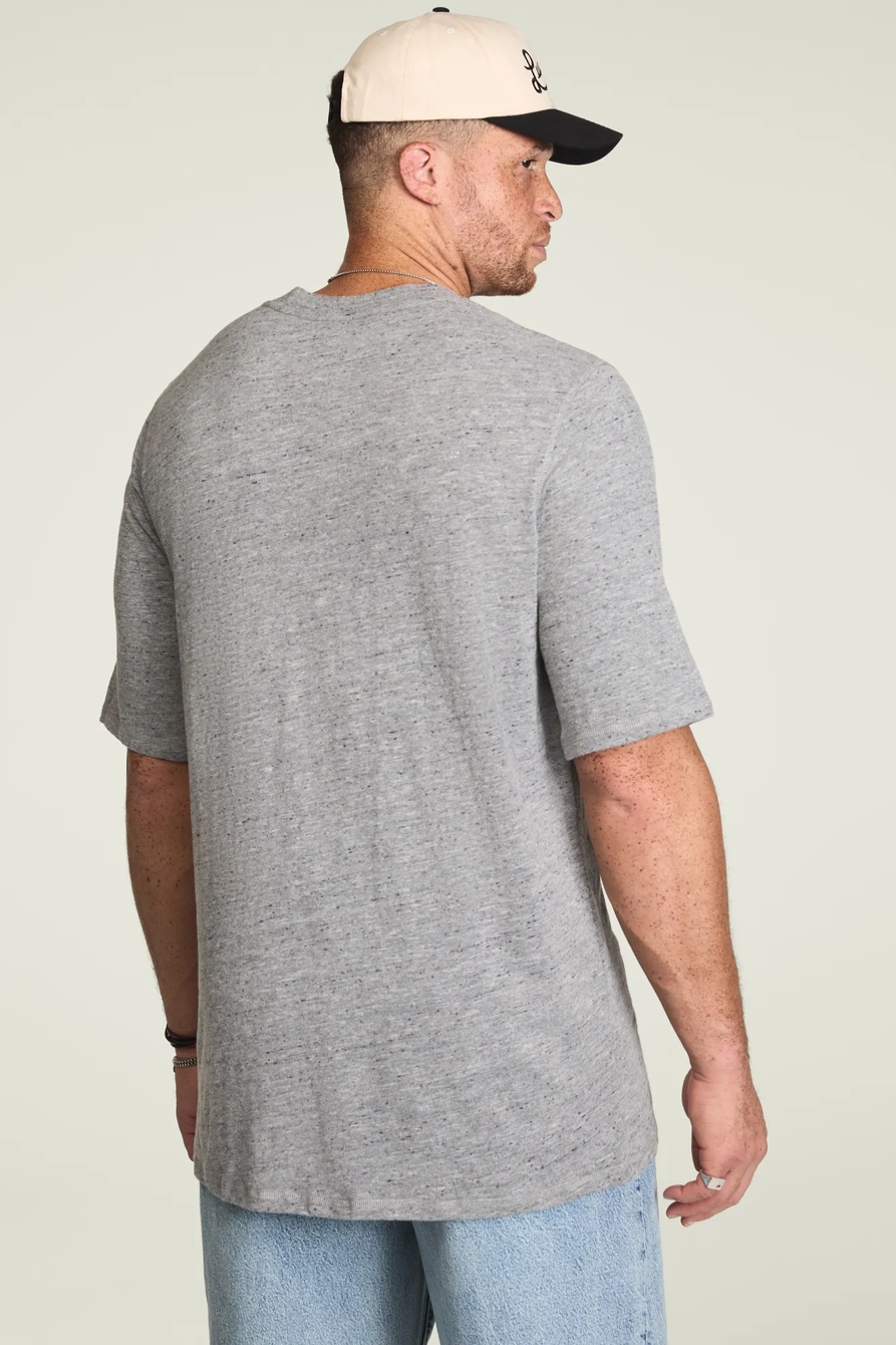 BIG AND TALL LINEN SHORT SLEEVE HENLEY TEE — BLACKENED PEARL — image 3