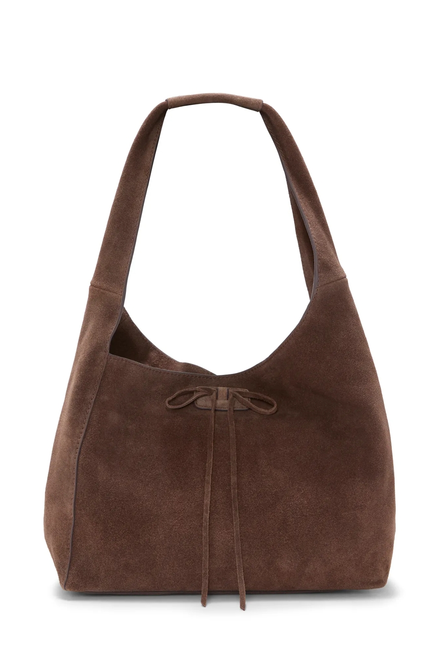 CLEM MINI SUEDE HOBO BAG — DARK BROWN — image 1