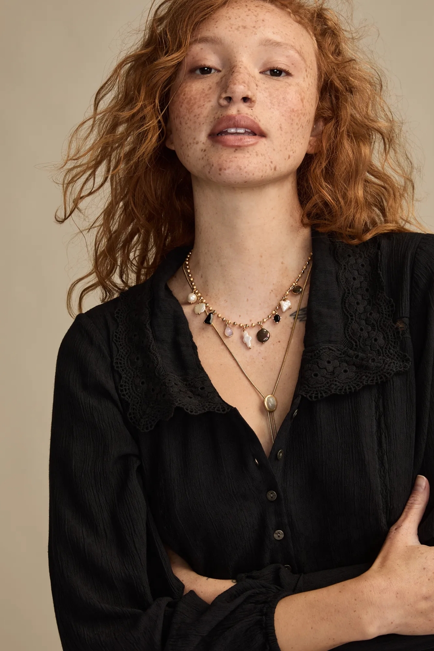 PETER PAN COLLAR MINI DRESS — CAVIAR — image 2