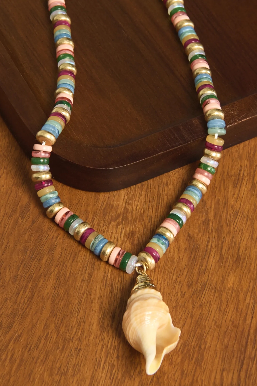 Beaded Seashell Necklace — GOLD — image 2