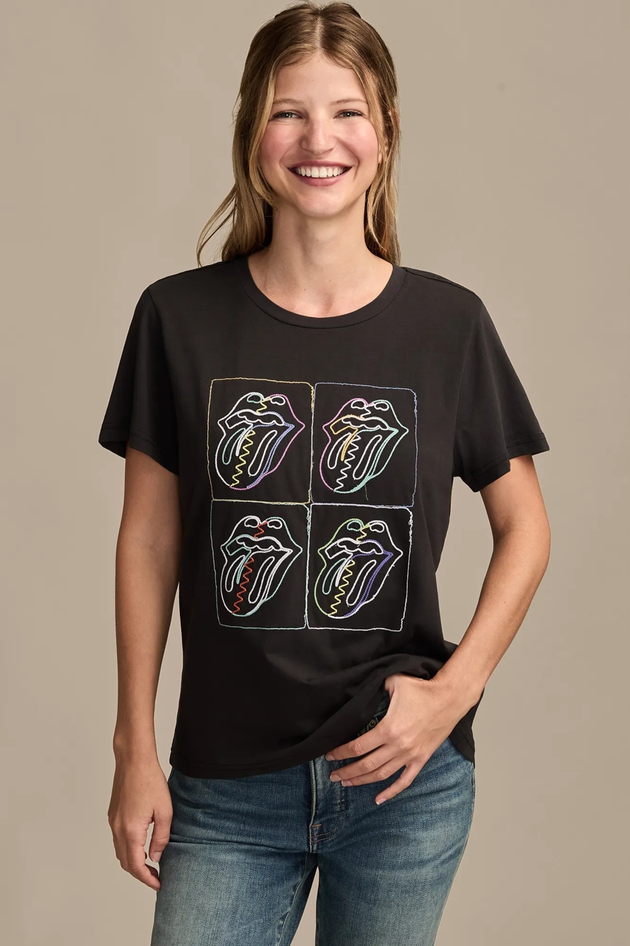 MULTI COLOR ROLLING STONES LIP CLASSIC CREW — JET BLACK — image 1