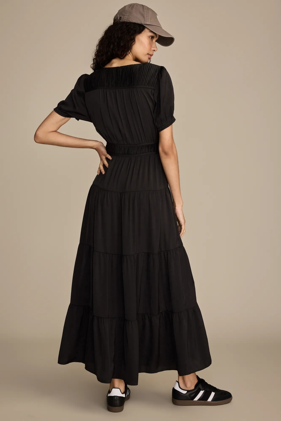CRINKLE SATIN MIDI DRESS — #001 BLACK — image 5