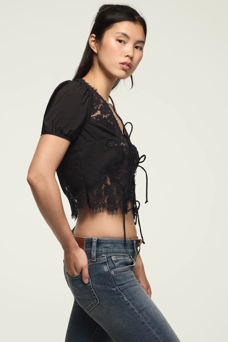 LACE TRIM FLYAWAY TOP — METEORITE — image 5