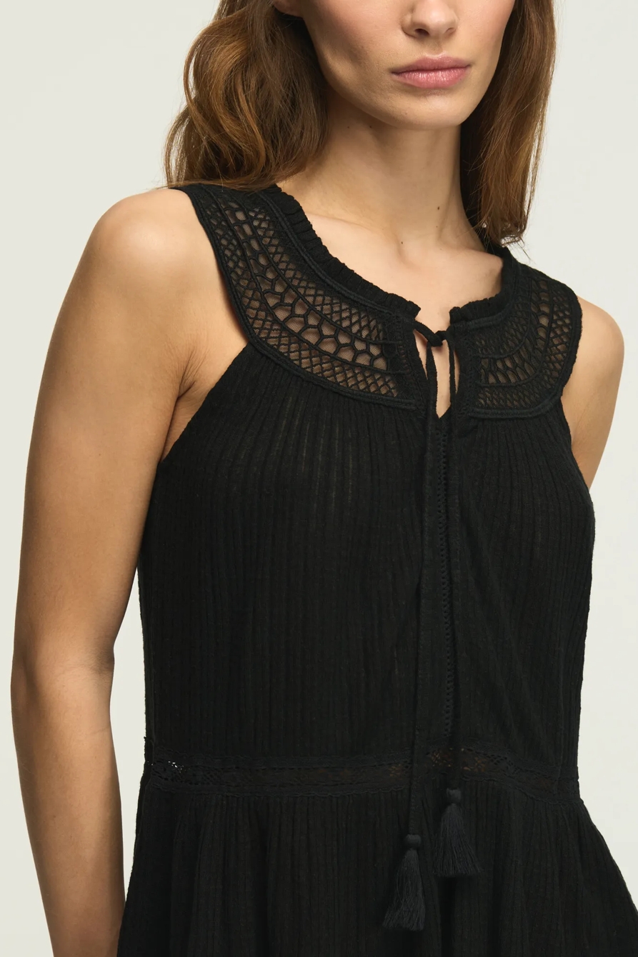 PEPLUM LACE TRIMMED TANK — CAVIAR — image 5