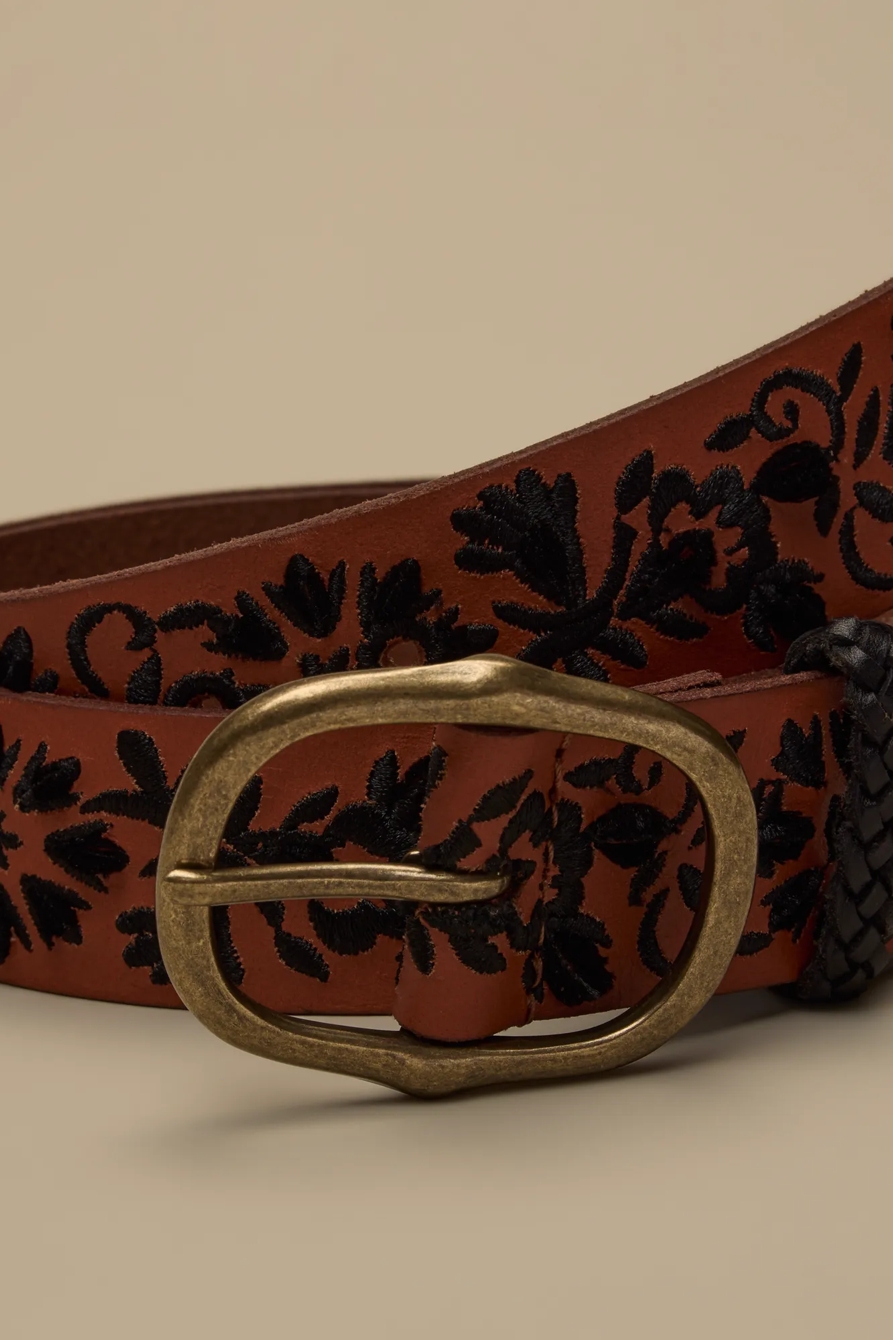 BLACK EMBROIDERED BELT — BROWN — image 3
