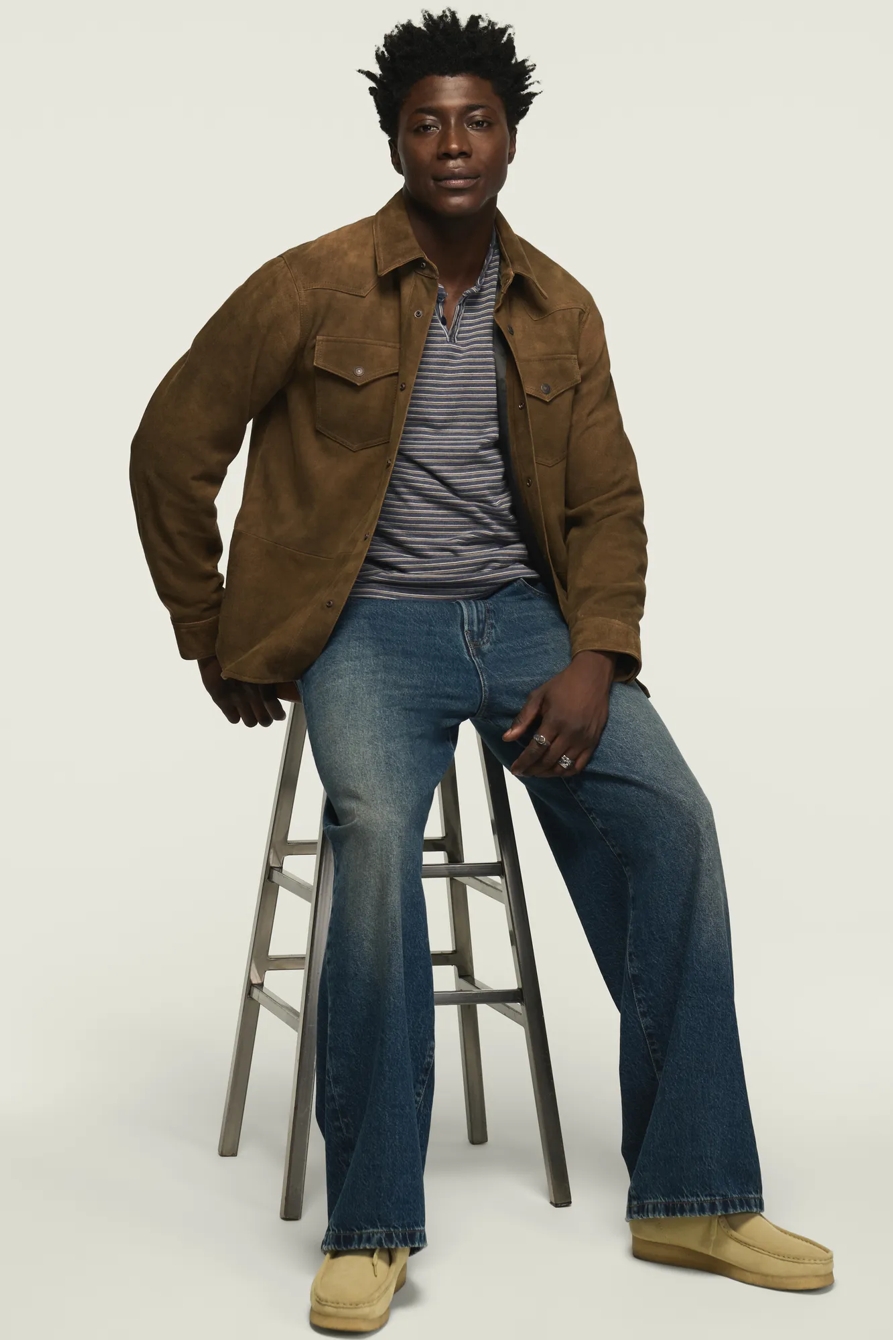 SUEDE WESTERN SHIRT JACKET — TAN — image 5
