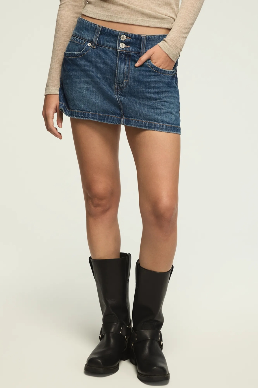 DENIM MICRO MINI SKIRT — FIERCE WASH — image 2
