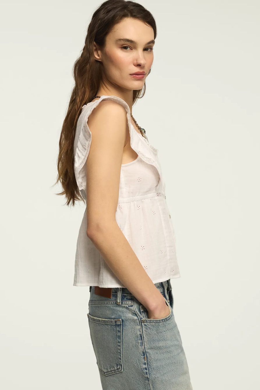 GAUZE BABYDOLL TOP — BRIGHT WHITE — image 4