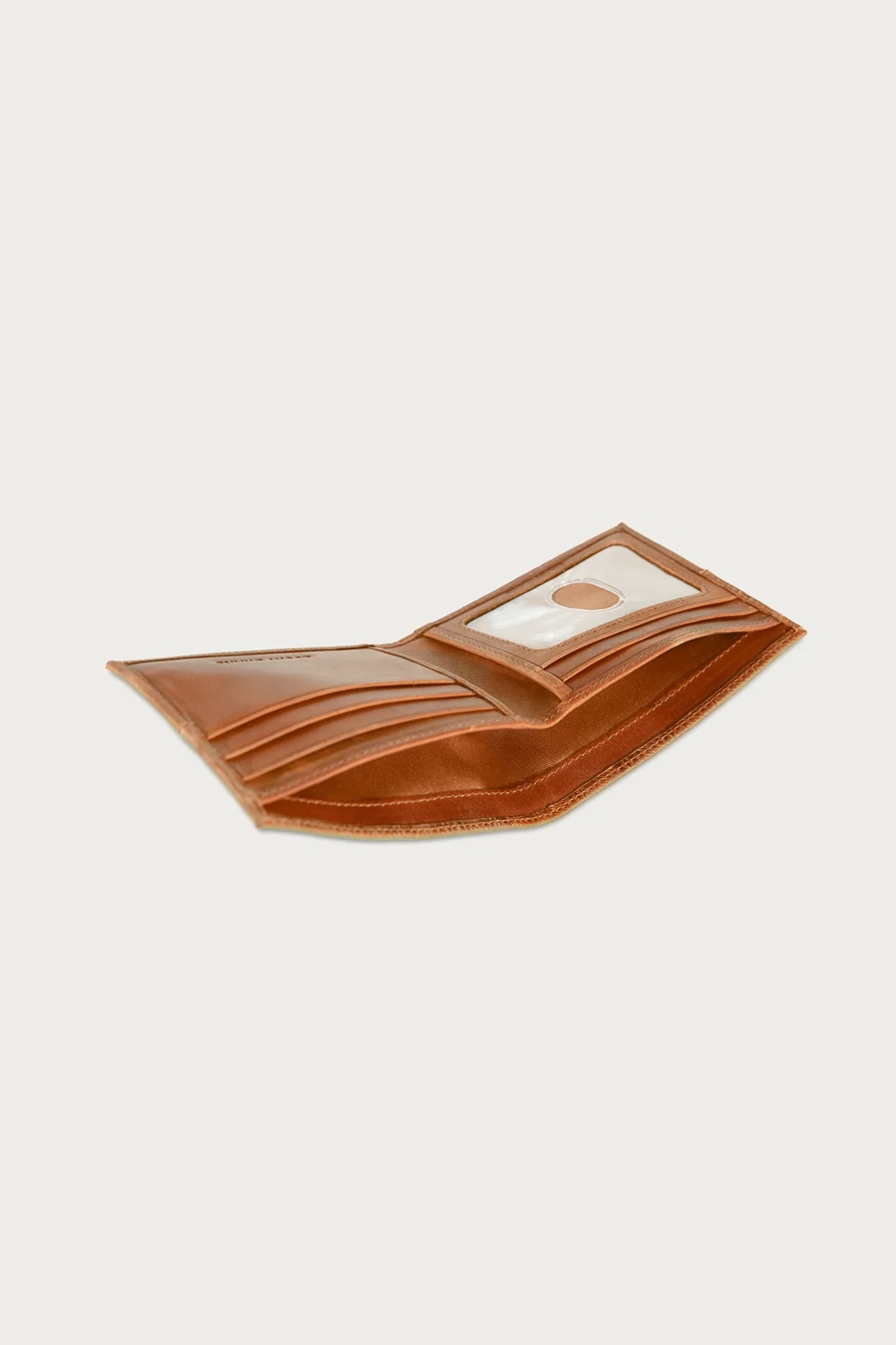 PLAID EMBOSSED LEATHER BIFOLD WALLET — DARK BROWN — image 5