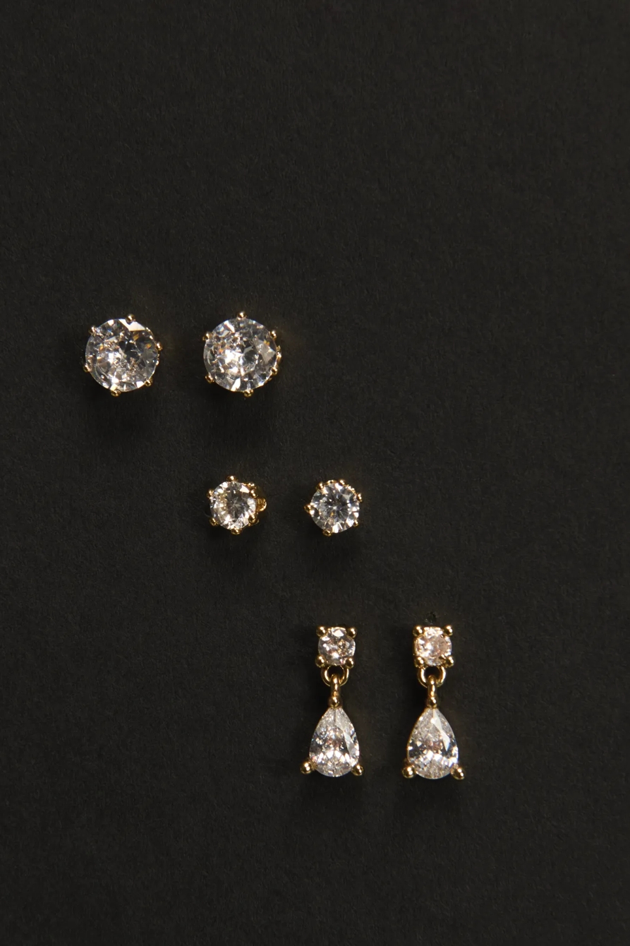Round Crystal and Drop Crystal Set — GOLD — image 1