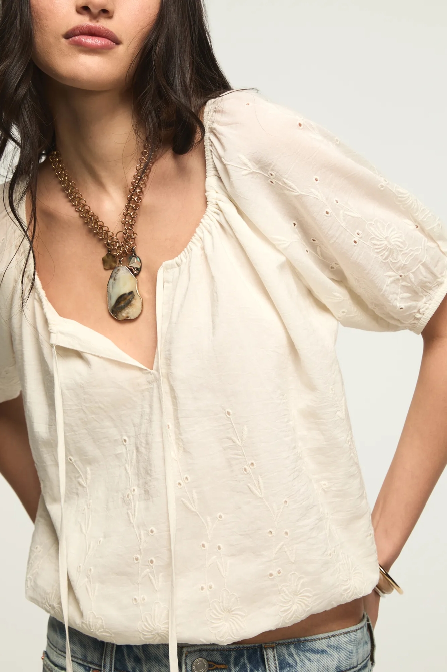SHORT SLEEVE BUBBLE TOP — WHISPER WHITE — image 5