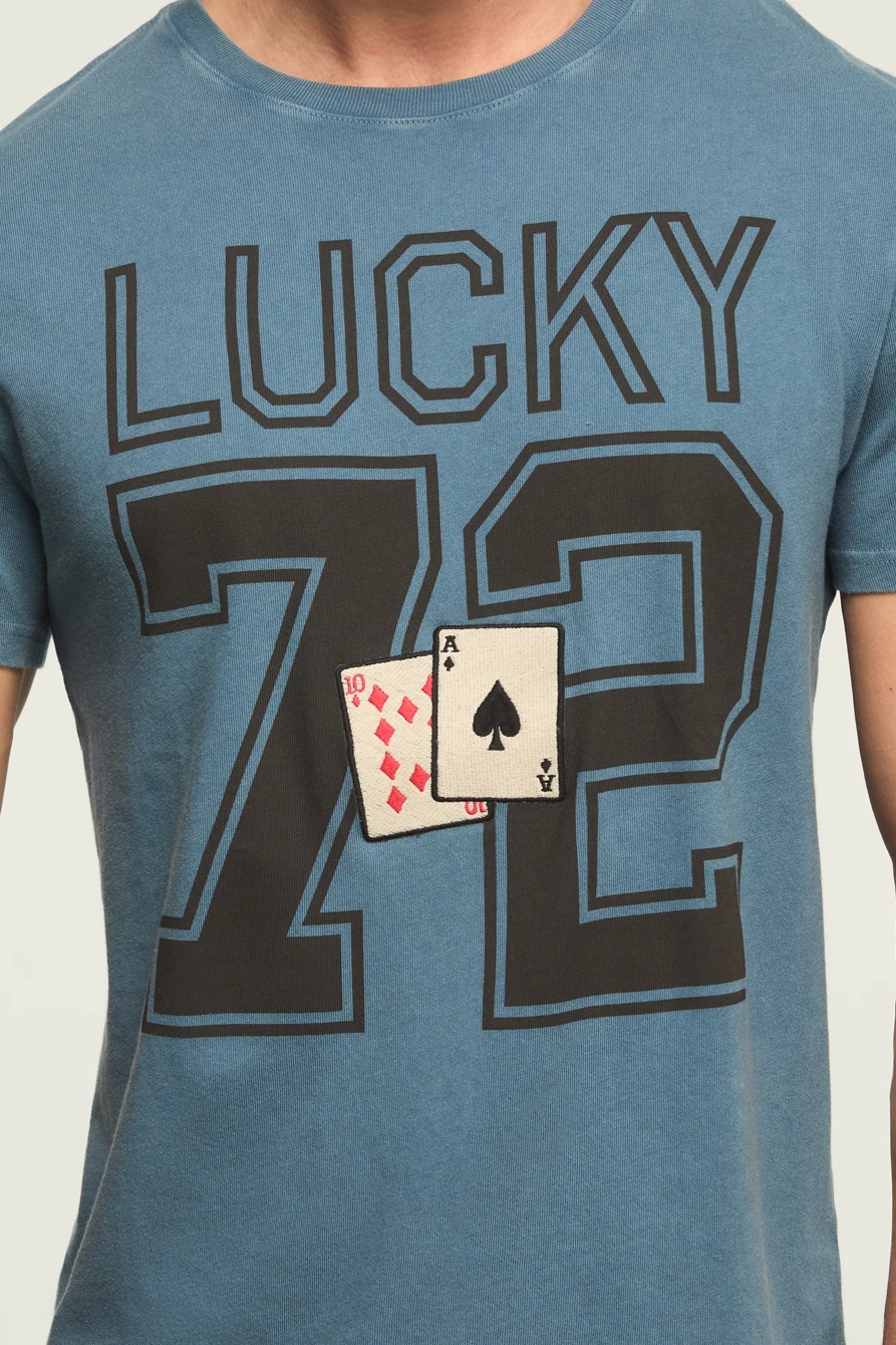 LUCKY PLAYING CARDS FOOTBALL TEE — REAL TEAL — image 2