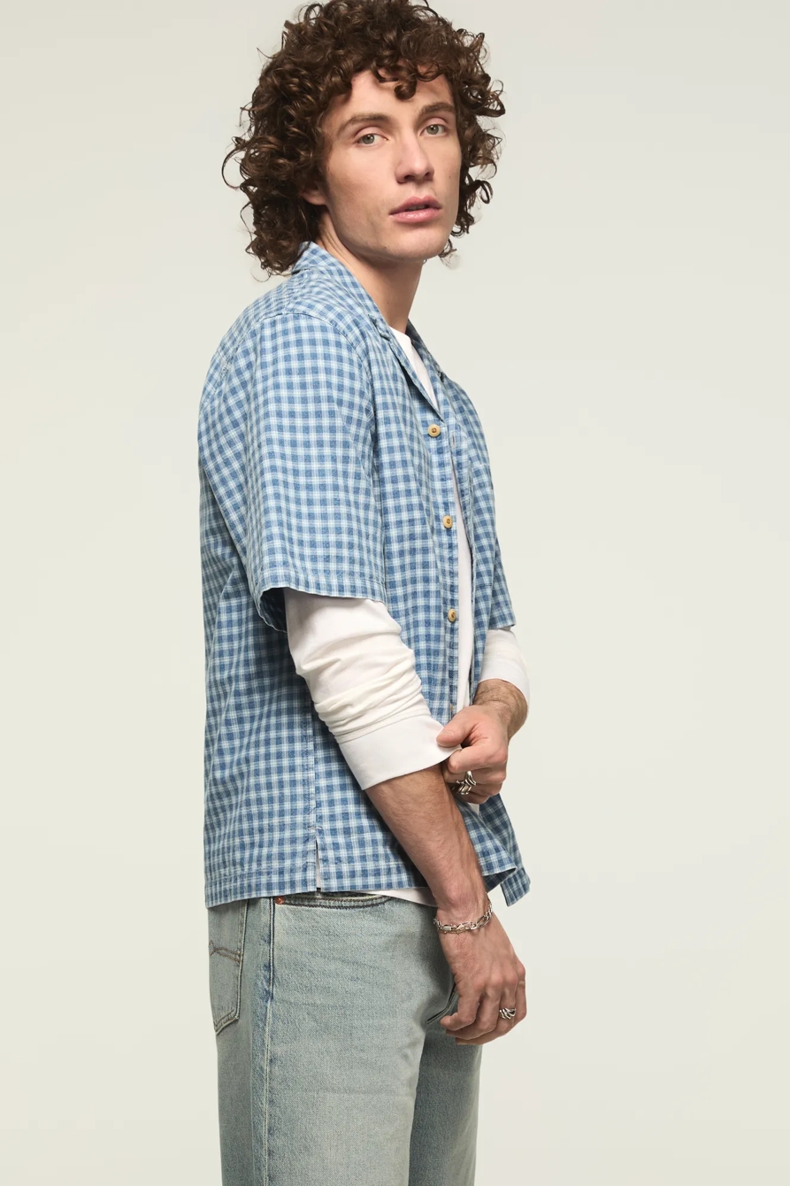 KINDA CROPPED CAMP COLLAR SHIRT — INDIGO — image 4