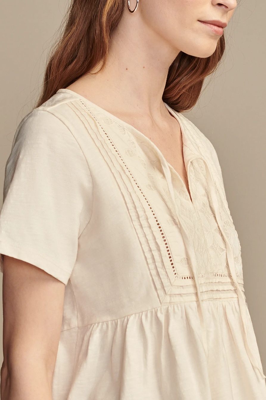 EMROIDERED YOKE TEE — WHISPER WHITE — image 2