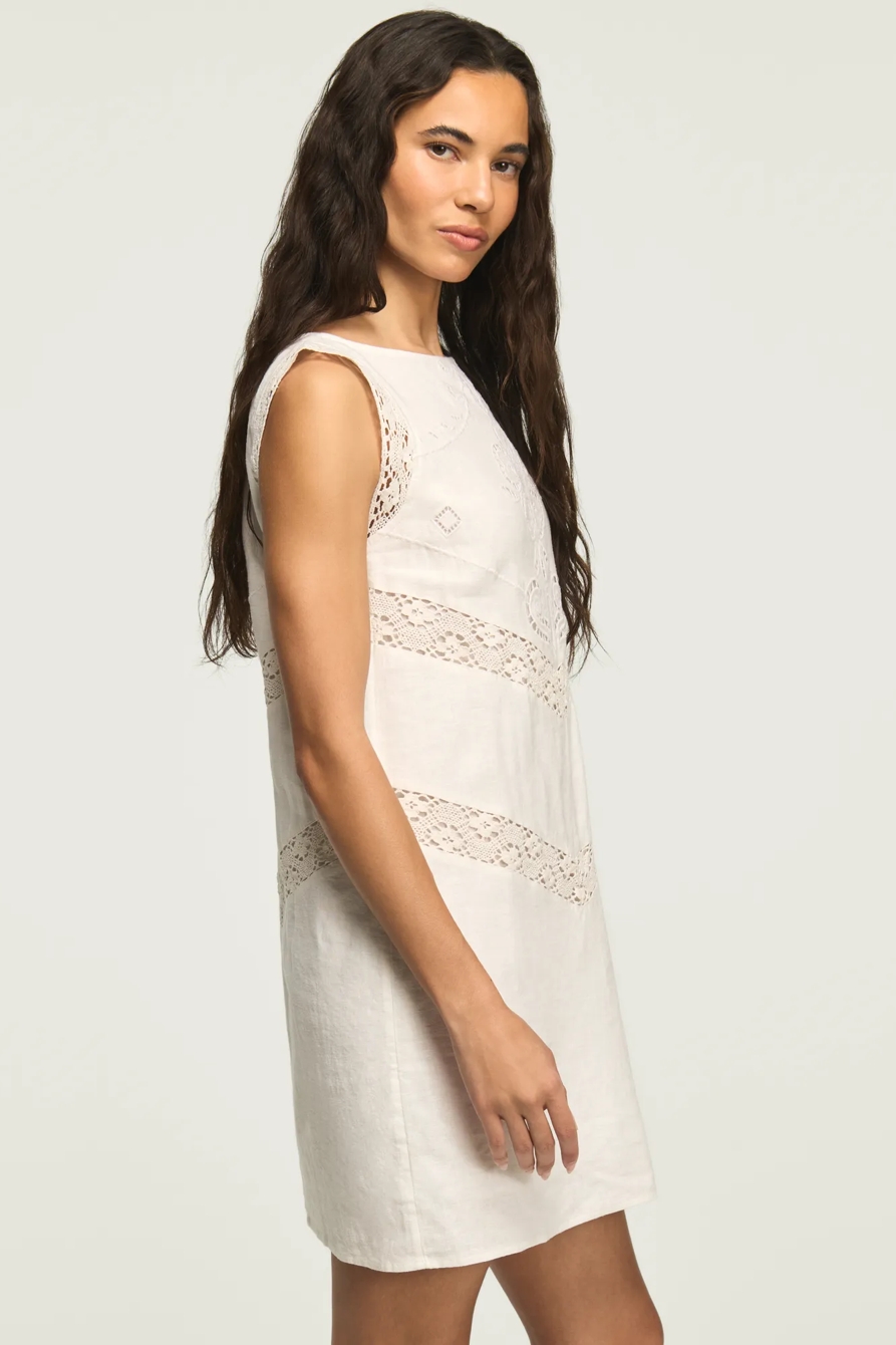 SCHIFFLI SHIFT DRESS — BRIGHT WHITE — image 4