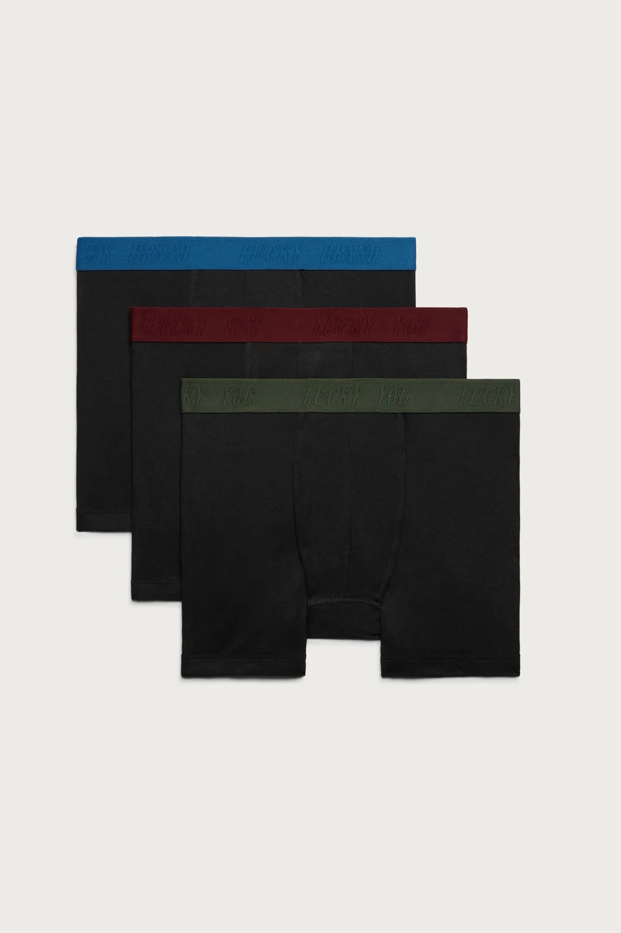 3 PACK COTTON VISCOSE BOXER BRIEFS — JET BLACK — image 1
