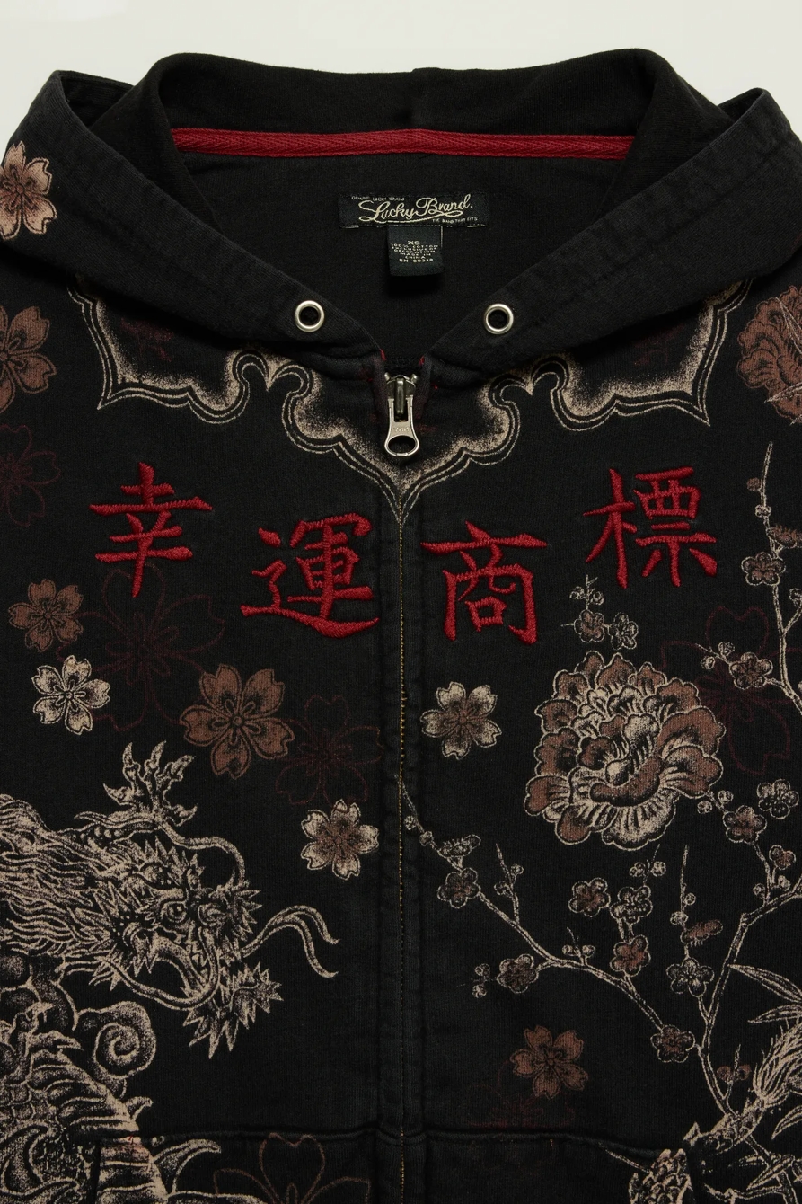 Lucky Brand Vintage Y2K Full Zip Hoodie — BLACK WASH — image 3